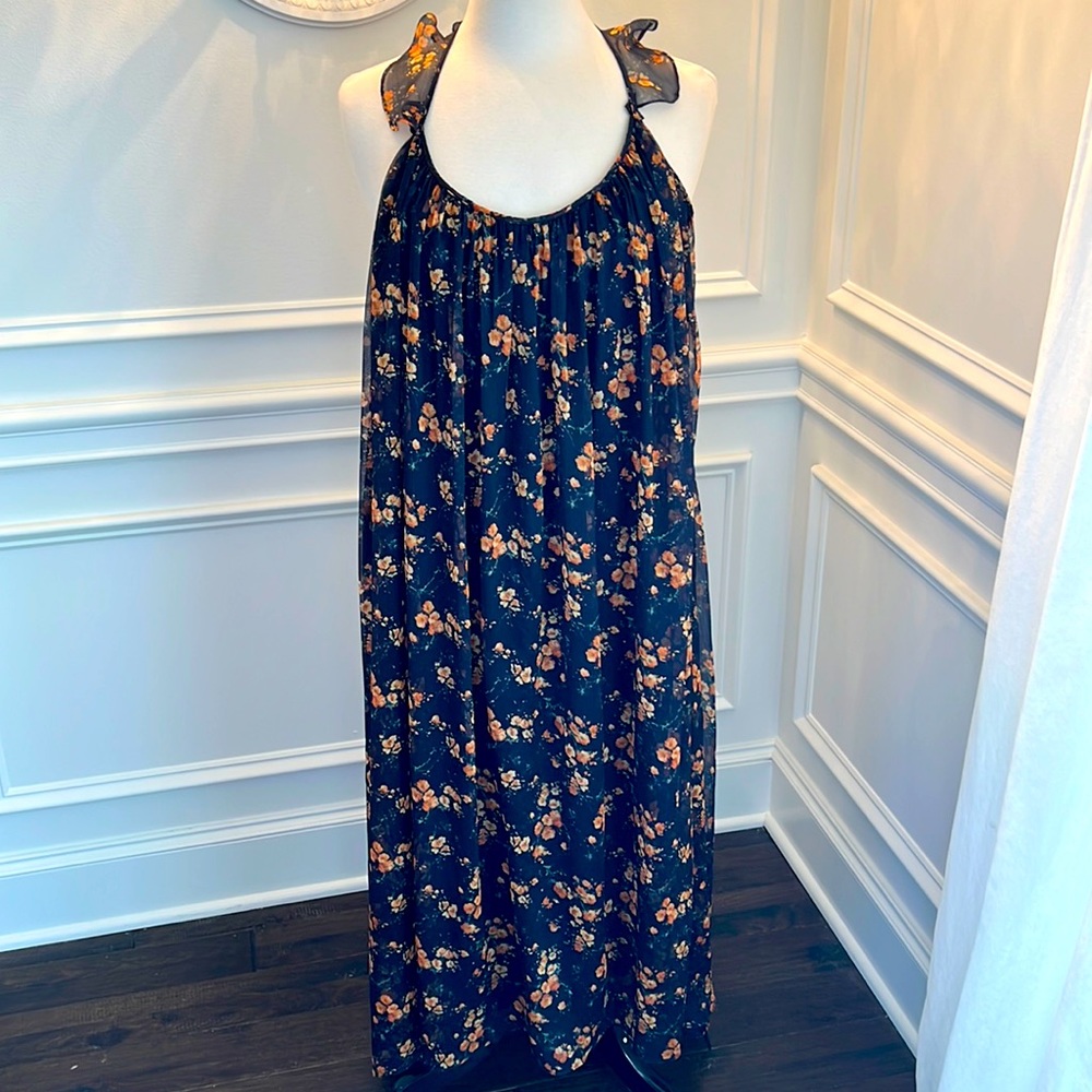 Zara Floral Ruffled Racer Back Maxi Dress - Picture 1 of 9